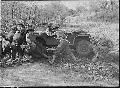 Demonstration the ease of manhandling the Army's new 1/4-ton Bantamtruck (Ford GP) on rough terrain, Fort Myer, Virginia, 1941 Apr 21.