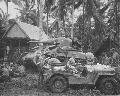 USMC jeep lszert szllt egy Sherman harckocsinak.Talasea 1944 Mrcius 6.