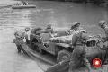 US 4th Engineers troops ferry a Jeep across river at Fort Benning. Fort Benning Georgia  1941, July
